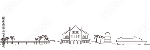 Key West Dark Line Simple Minimalist Skyline With White Background