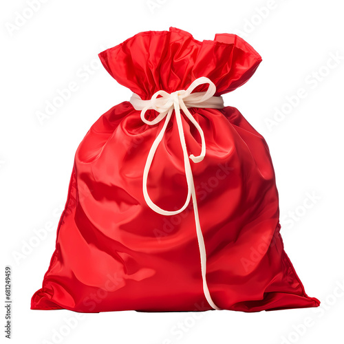 red santa claus bag isolated on white background. Generative Ai