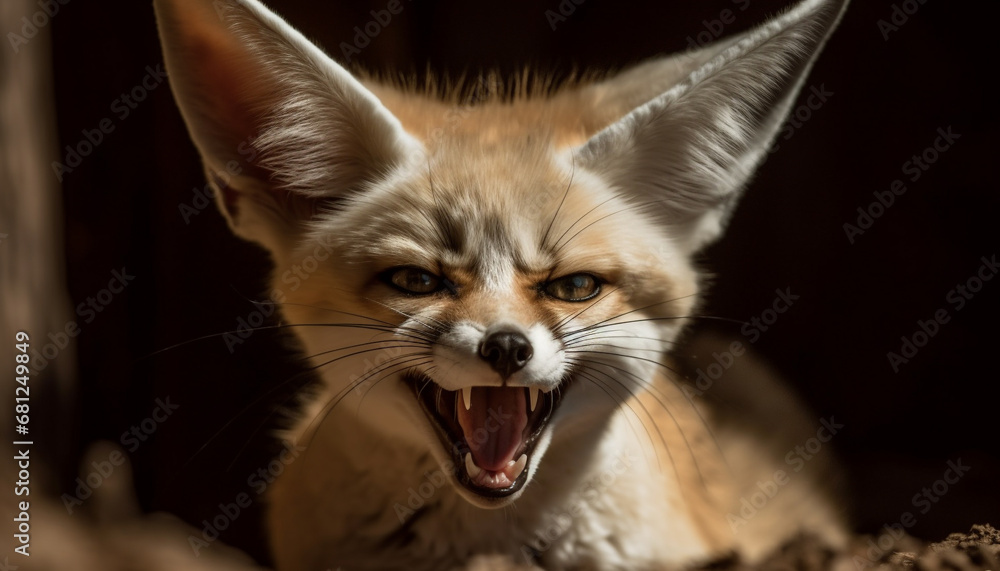 Obraz premium fox sitting wild animal looking the camera nature scene generated by AI