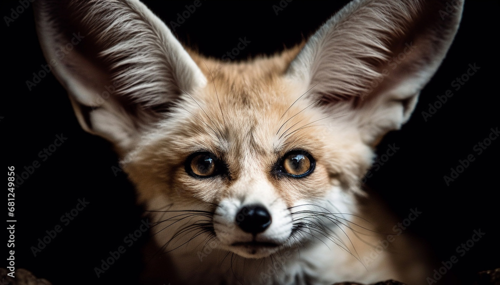 Obraz premium little fox sitting wild animal nature scene generated by AI
