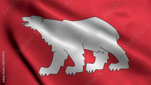 Hammerfest Municipality Flag Norway. Waving Fabric Satin Texture Norwegian National Flag of Hammerfest 3D Illustration. Real Texture Flag of the Hammerfest Municipality in the Norway.