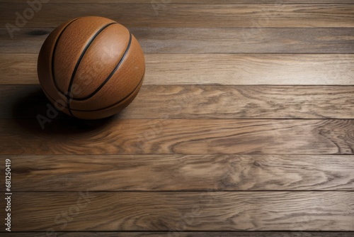 Mighty Hoop Rests on the Gleaming Hardwood Ready for Action Generative AI