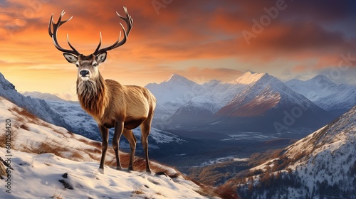 Vector illustration of a winter natural landscape with mountains © Marry