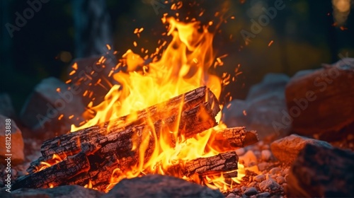Up close campfire with flames going Ai generated art