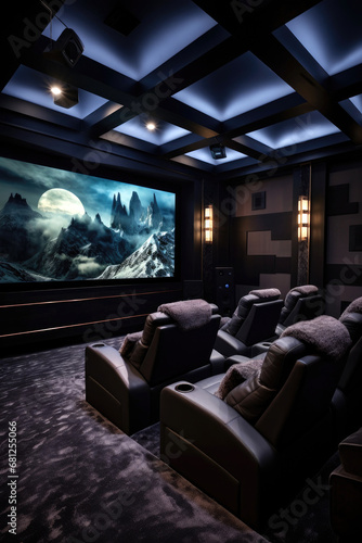 A luxurious black home theater