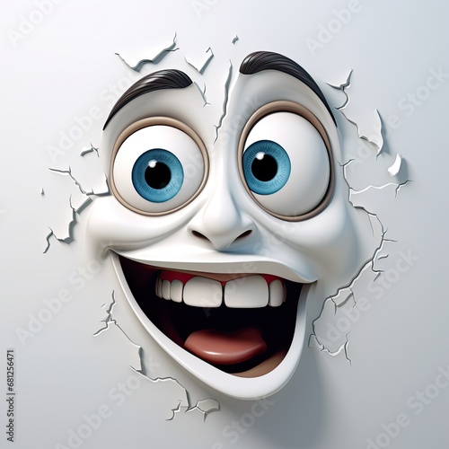 Joker cartoon face mask in white background, Laughing funny cartoon face expression joker photo