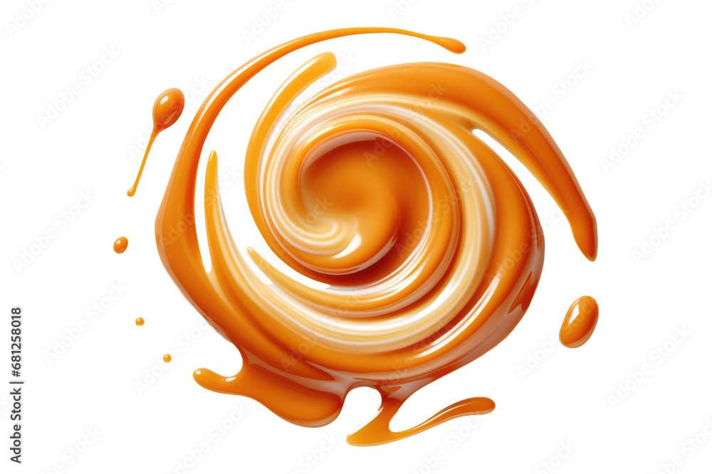 A caramel swirl isolated on transparent background. - obrazy, fototapety, plakaty 