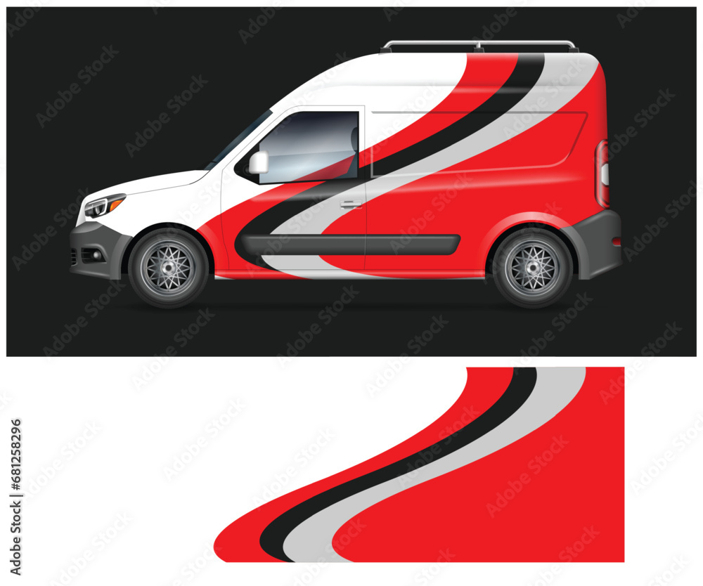 Racing truck wrap design vector. Graphic abstract stripe racing background kit designs for wrap vehicle