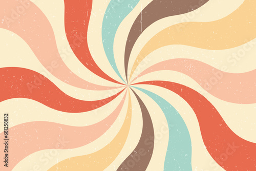 retro starburst sunburst background pattern and grunge textured vintage , spiral or swirled radial striped design