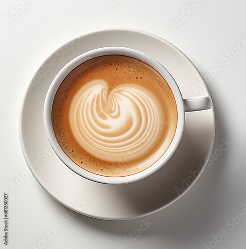 a coffee/latte top view in a beverage-themed, realistic illustration in JPG. Generative ai