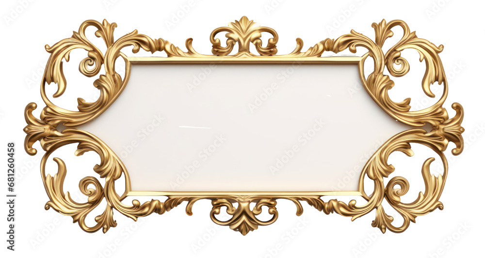 Luxury golden frame with decorative ornament, isolated on white or transparent background Luxury golden frame with decorative ornament, isolated on white or transparent background