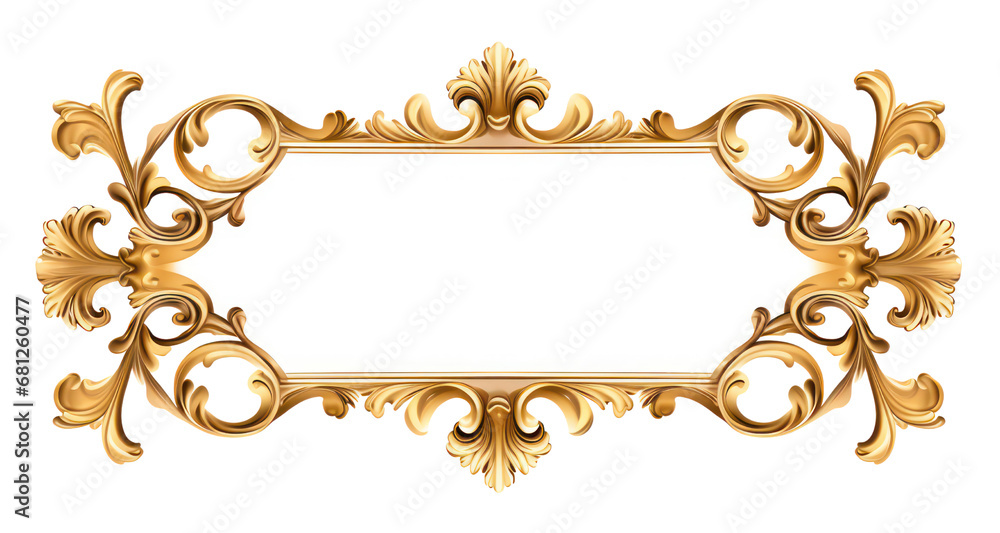 Luxury golden frame with decorative ornament, isolated on white or transparent background Luxury golden frame with decorative ornament, isolated on white or transparent background