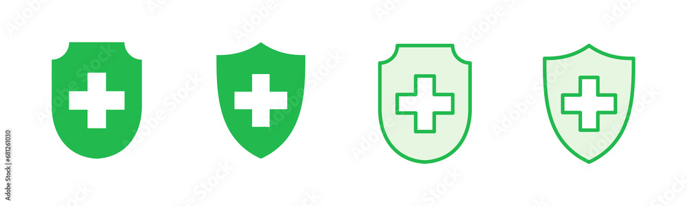 Obraz premium Health insurance icon set. Insurance health document icon
