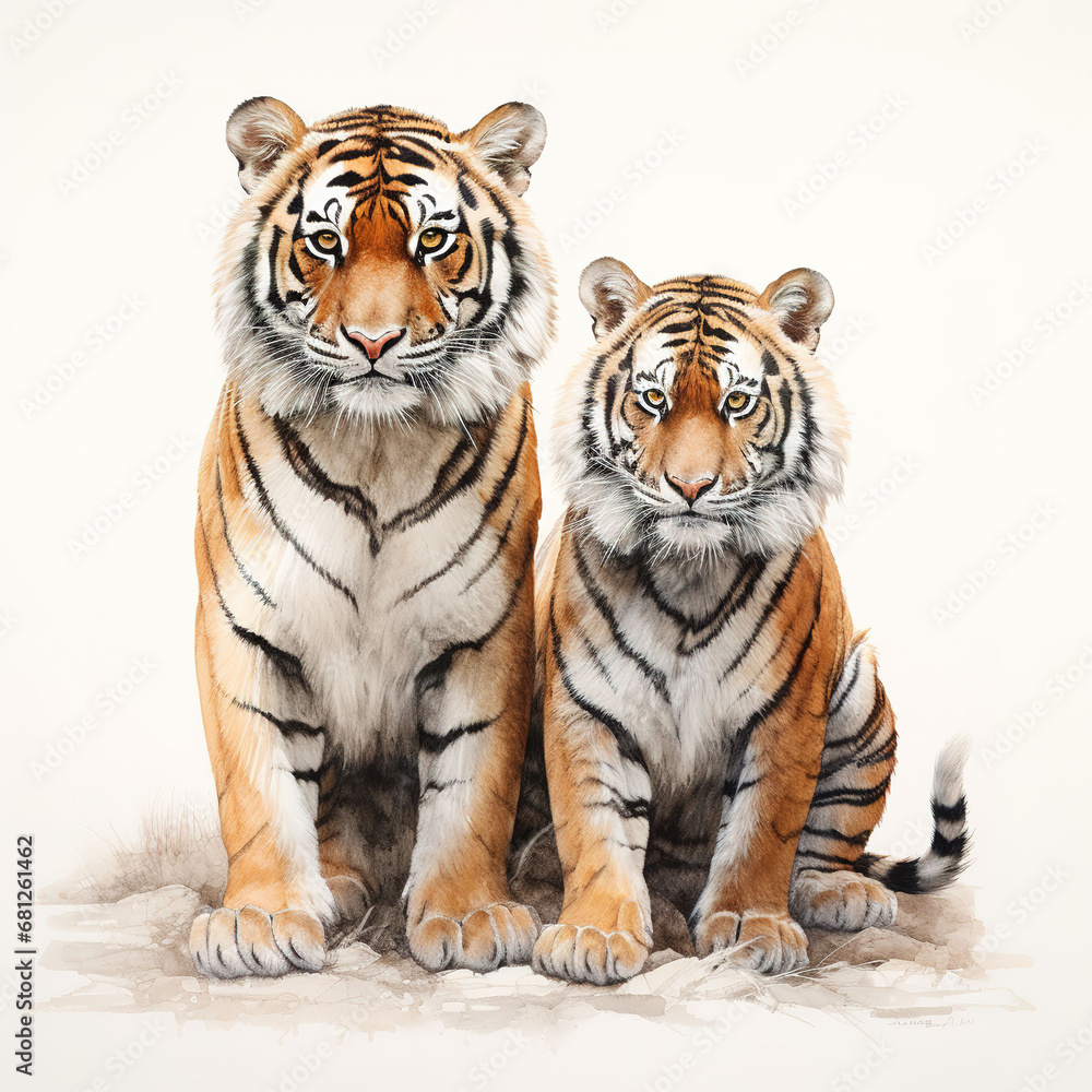 Fototapeta premium tiger animal on a white background