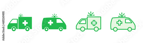 Ambulance icon set. ambulance truck icon vector. ambulance car