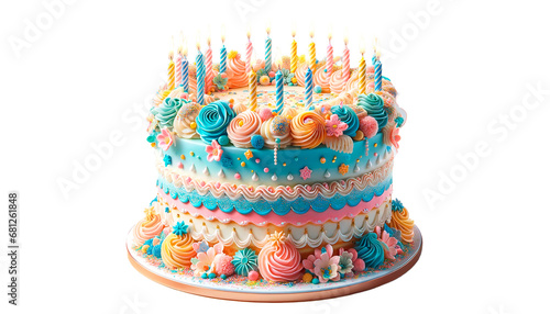 birthday cake with candles, png 