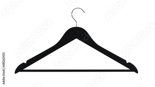 Black hanger for clothes isolated on transparent and white background. Hanger concept. 3D render photo