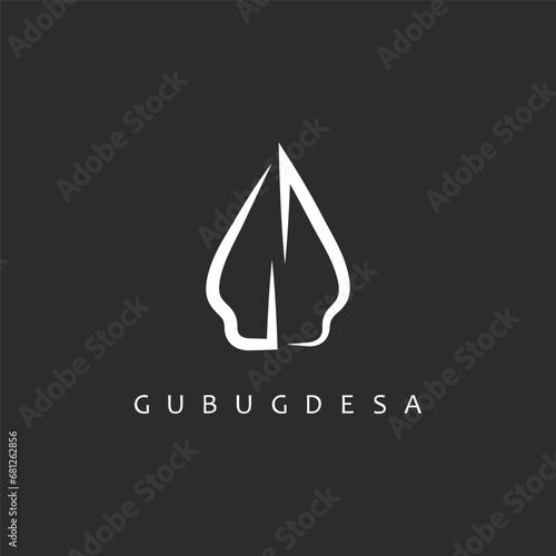 GD letter gunungan Wayang  vector design concept, icon of traditional Javanese house (village hut) for branding