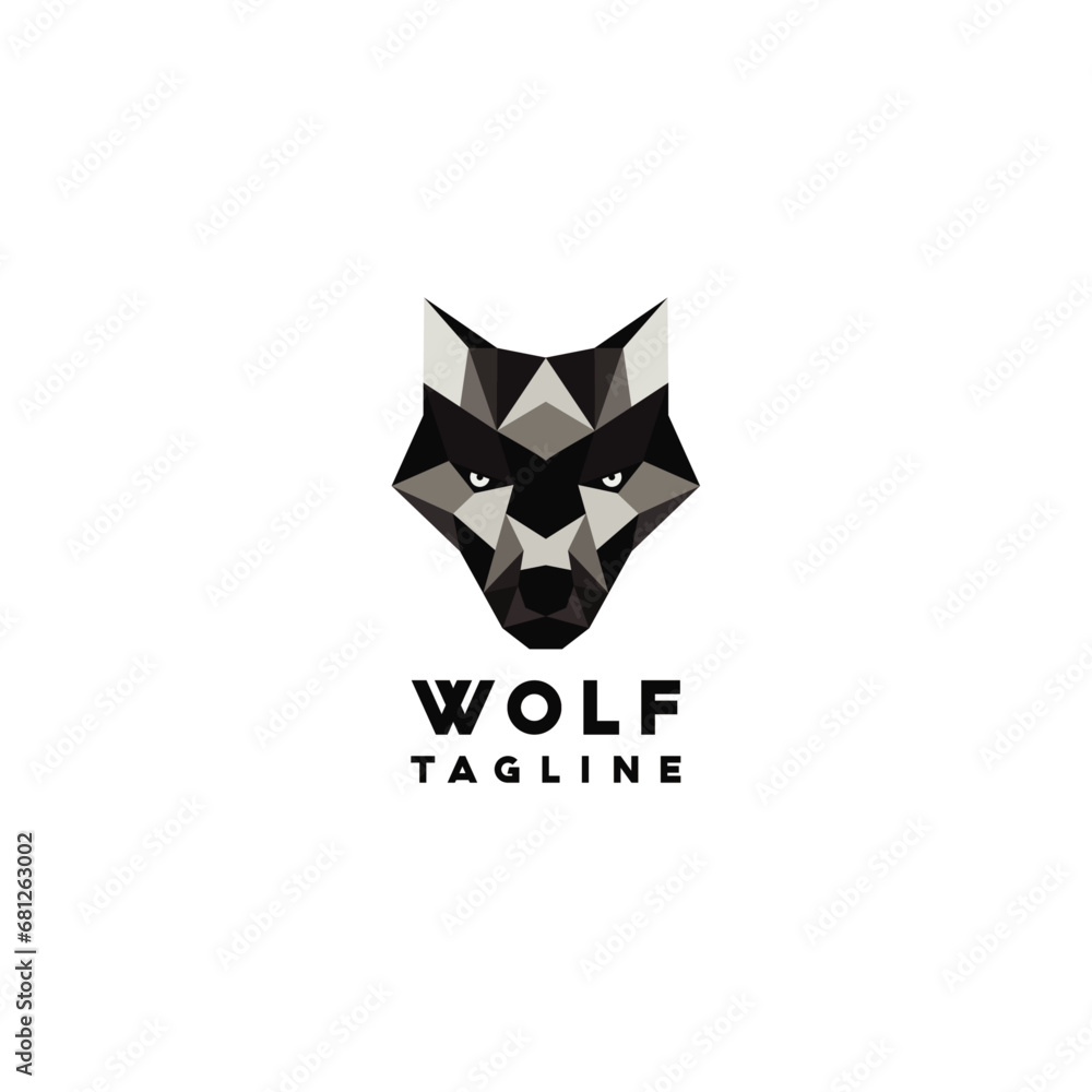 Simple and creative abstract geometric Black wolf head Logo Symbol Design Template Flat Style Vector
