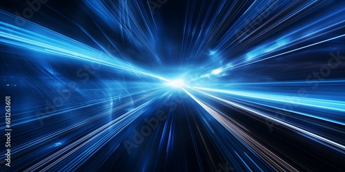 Futuristic Blue Light Streak Illustrating High-Speed Fiber Optic Line, Perfect For Technology and Innovation Backgrounds