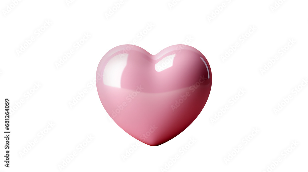 Glossy pink Heart love 3D cute Valentine isolated shiny
