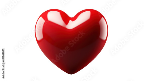 Glossy Red Heart love 3D cute Valentine isolated shiny 