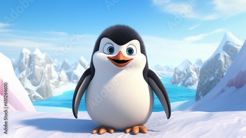 Charming Cartoon Penguin Character Rendering for Kids  Vibrant and Playful Imagery