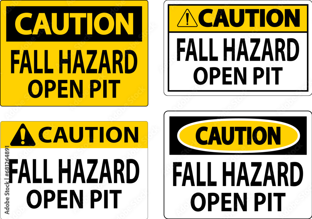 Caution Sign Fall Hazard - Open Pit Caution Sign Fall Hazard - Open Pit