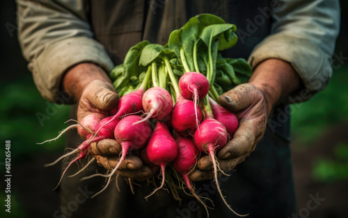 Farmers hand holding a fres...