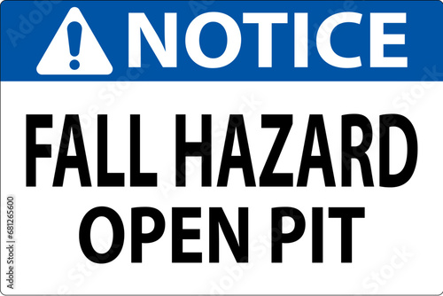 Notice Sign Fall Hazard - Open Pit