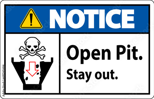 Notice Sign Open Pit, Stay Out