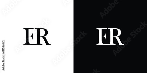 Abstract letter ER or RE vector logo monogram template in black and white color