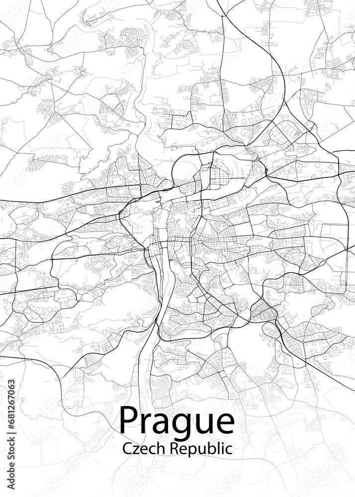 Prague Czech Republic minimalist map