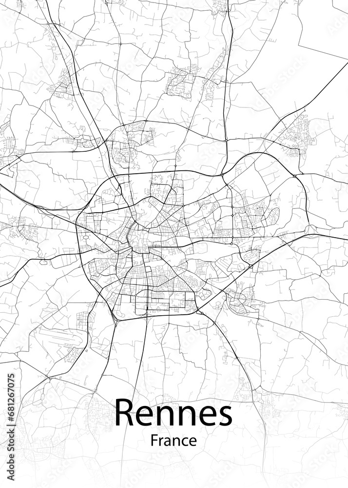 Naklejka premium Rennes France minimalist map