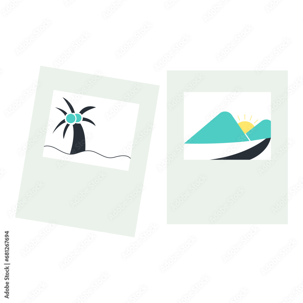 Naklejka premium Paper photo travel element. Vector illustration with travel theme and flat vector style.