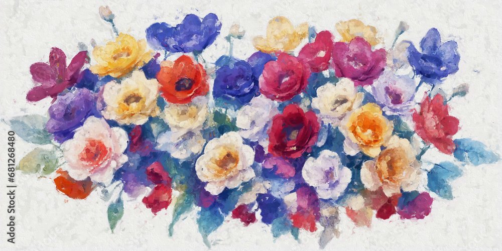 Beautiful oil painting floral illustration