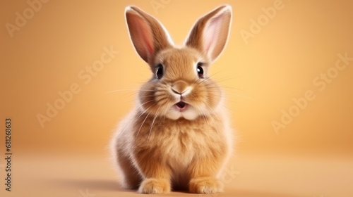 cute animal pet rabbit or bunny brown color smiling and laughing isolated with copy space for easter background, rabbit, animal, pet, cute, fur, ear, mammal, background, celebration, generate by AI © pinkrabbit