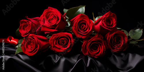 Striking Red Roses Festive  Flowers on a Stylish Black Canvas