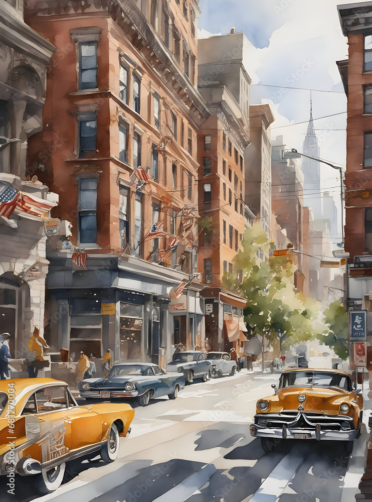 Fototapeta premium Watercolor art of New York city