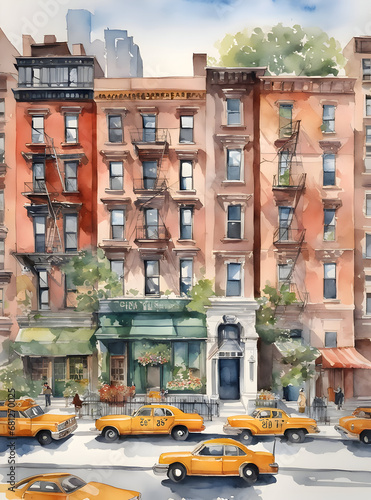 Watercolor art of New York city