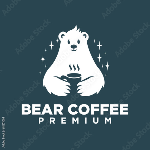 Polar Bear Coffee logo icon illustration design