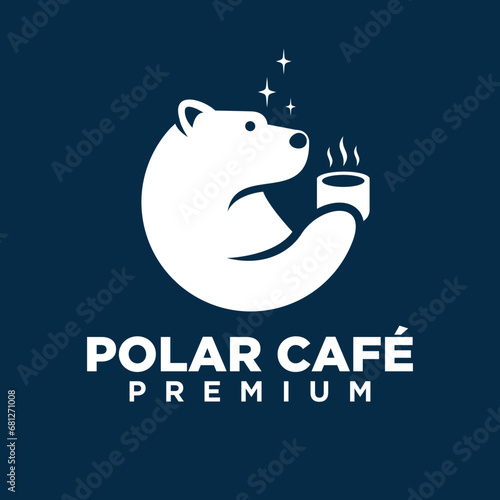 Polar Bear Coffee logo icon illustration design