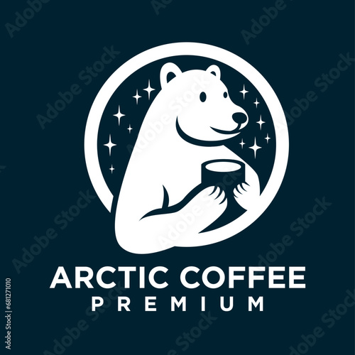Polar Bear Coffee logo icon illustration design