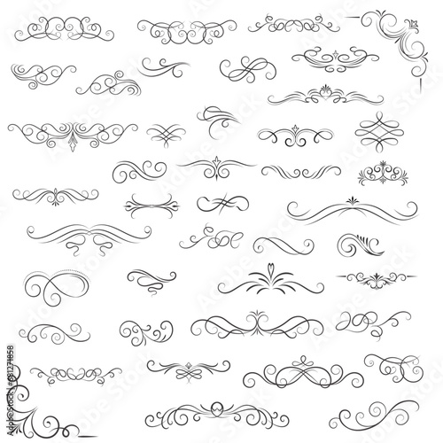 Vector graphic elements for design vector elements. Swirl elements decorative illustration. Classic calligraphy swirls, swashes, floral motifs. Good for greeting cards, wedding invitations, photo