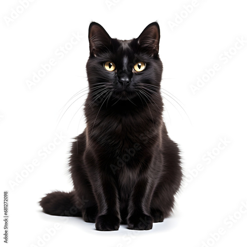 Black Cat Kitten Isolated on White Background - Generative AI