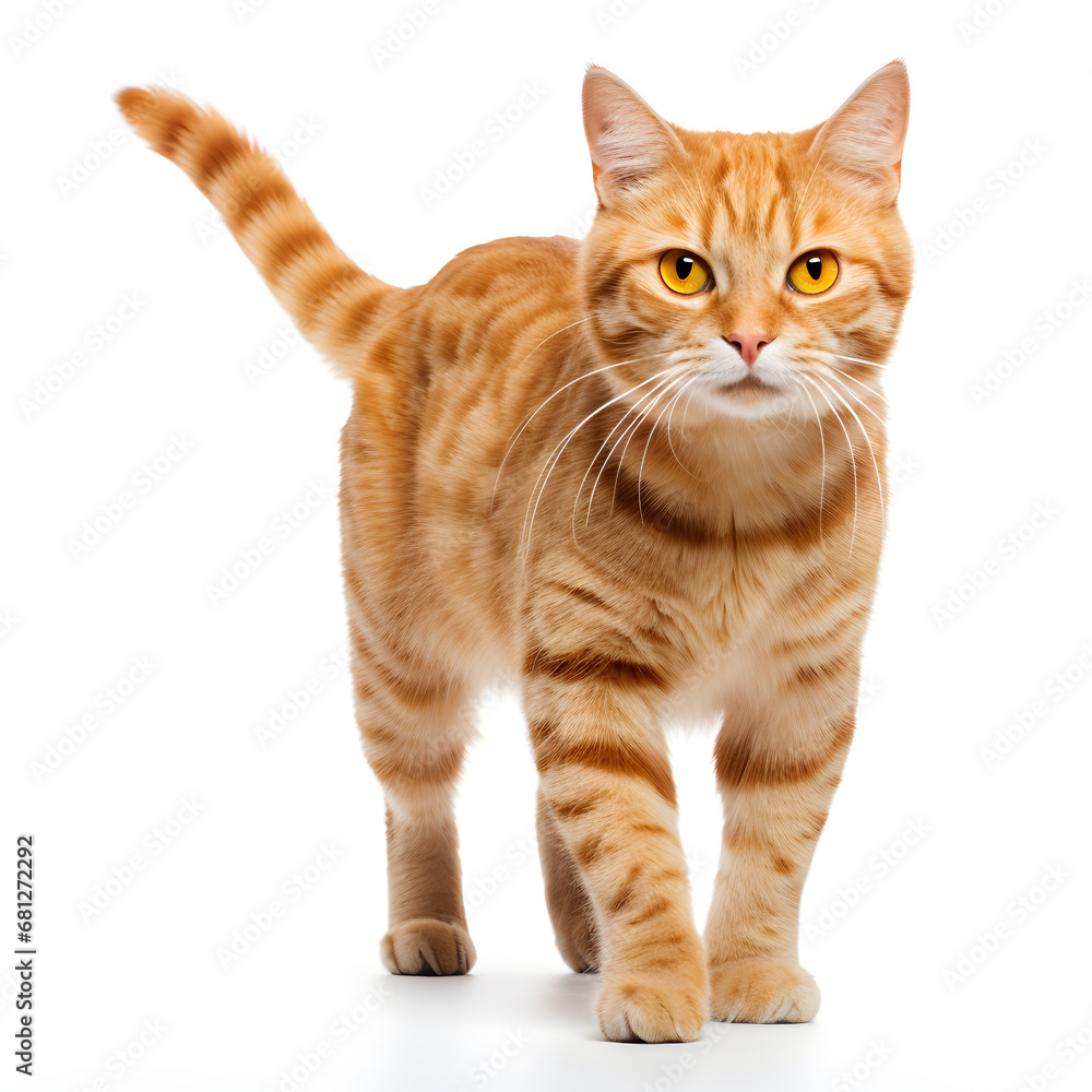 Ginger, Orange Cat Kitten Isolated on White Background - Generative AI