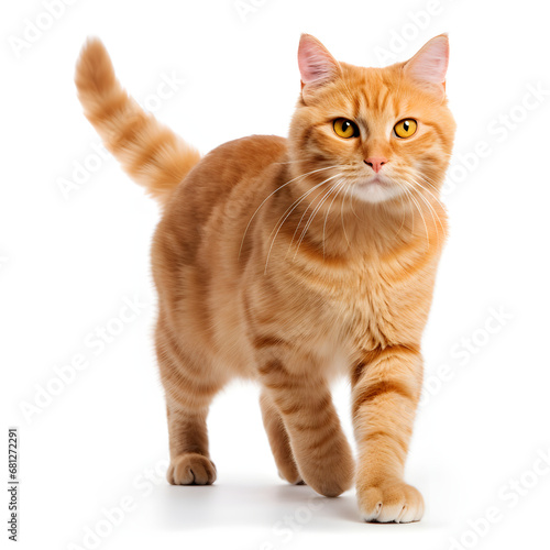 Ginger  Orange Cat Kitten Isolated on White Background - Generative AI