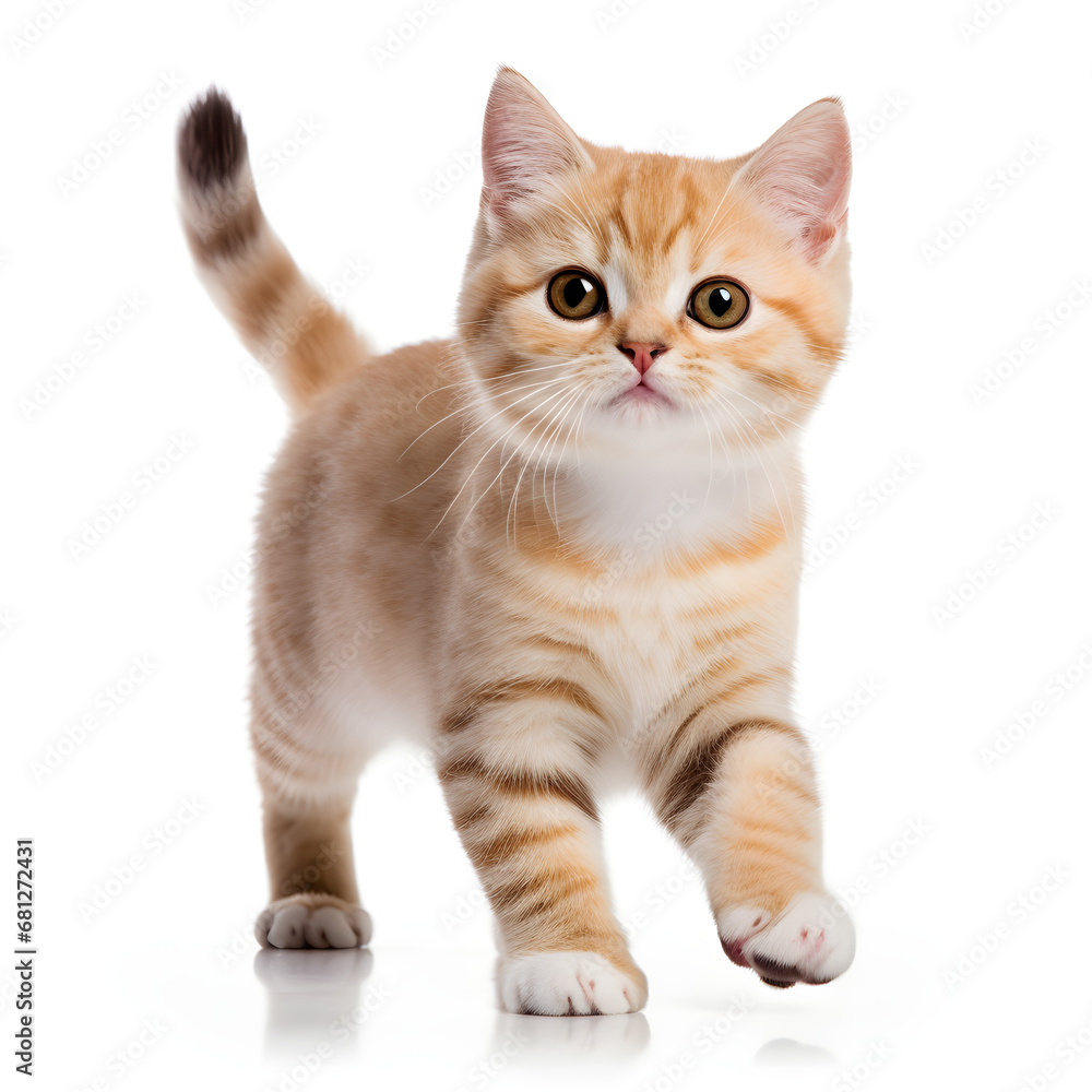 Orange and White Cat Kitten Isolated on White Background - Generative AI