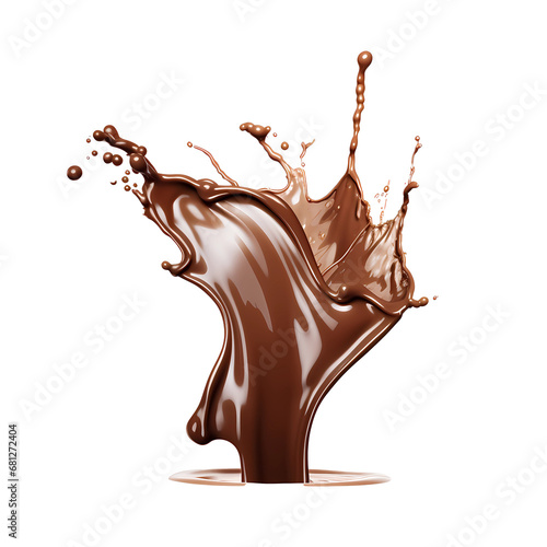 chocolate splash isolated on white background. generative ai