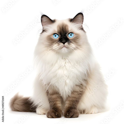 Birman, Himalayan, Ragdoll Cat Kitten Isolated on White Background - Generative AI